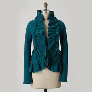 SOLD - Anthropologie Ruffled Jacket/Cardigan - Teal